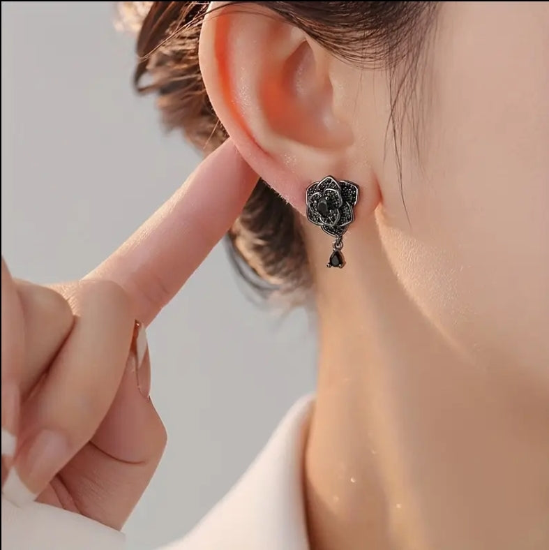 Black Rose Earrings