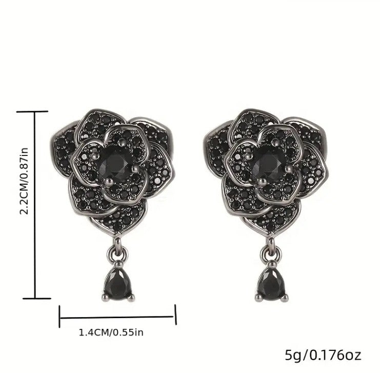 Black Rose Earrings