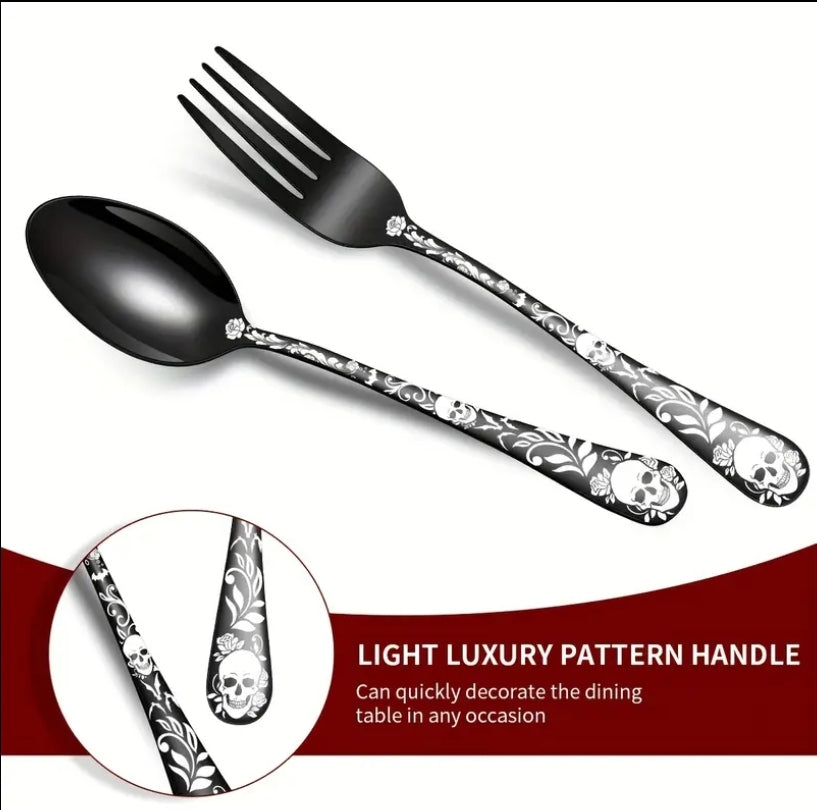 16pc Black Cutlery Set