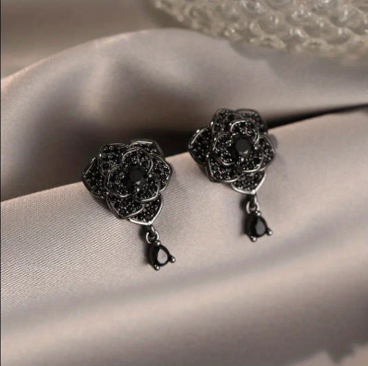 Black Rose Earrings